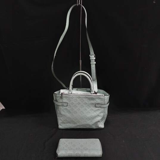 2PC Teal Satchel Style Handbag & Matching Wallet image number 2