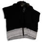 NWT Womens Black Faux Fur Collared Short Sleeve Full-Zip Sweater Size S/M image number 3