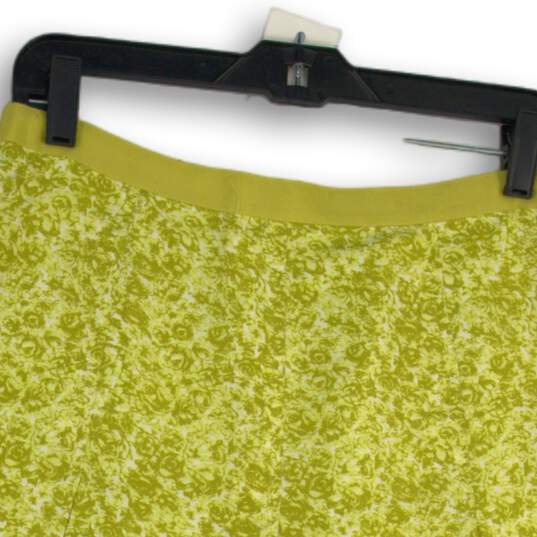Banana Republic Womens Yellow Floral Pleated Side Zip A-Line Skirt Size 4 image number 3