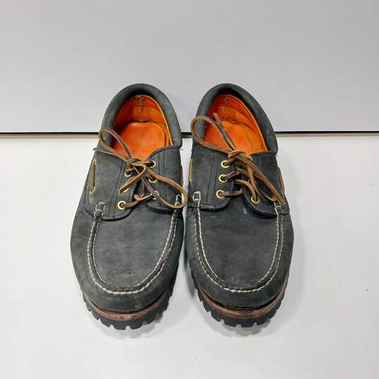 Timberland Men's Dark Green Genuine Leather 3 Eyed Boat Shoes Size 12 image number 1