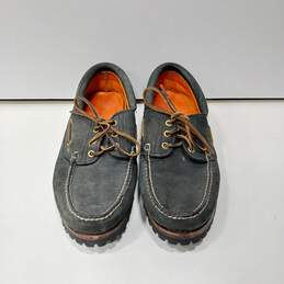 Timberland Men's Dark Green Genuine Leather 3 Eyed Boat Shoes Size 12
