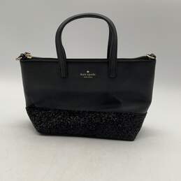 Kate Spade NY Womens Black Ina Greta Court Glitter Crossbody Strap Satchel Bag