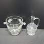 Set of 2 Clear Glass Etched Wine Decanter & Ice Bucket image number 1