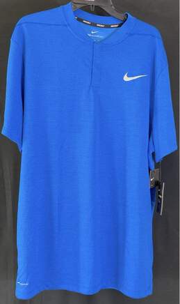 NWT Nike AeroReact Mens Blue Short Sleeve Henley Neck Golf Polo Shirt Size 2XL