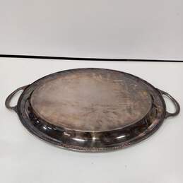 Silver Plated Oval Tray w/Engraved Floral Design alternative image