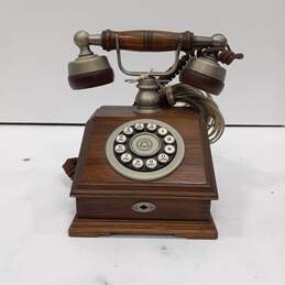Western Electric Retro Style Wooden Push Button Phone Untested