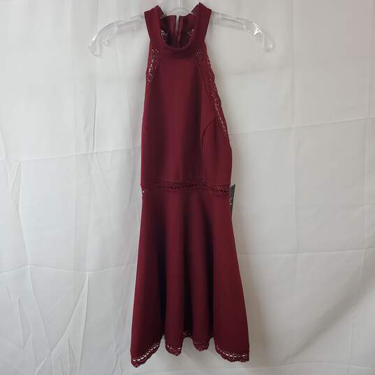 Lulus Halter Lace Lined Red Skater Dress Size S image number 1
