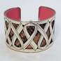 Brighton Power Of Pink Christo Reversible Leather Insert 6inch Cuff Bracelet 52.4g image number 1