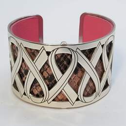 Brighton Power Of Pink Christo Reversible Leather Insert 6inch Cuff Bracelet 52.4g