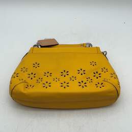 Coach Womens Yellow Floral Cut-Out Logo Charm Shoulder Handbag Purse alternative image