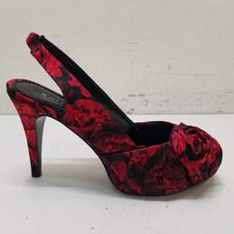 White House Black Market Bonita Rose Print Heels Red Black 6