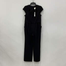 NWT Womens Black Pleated Front Back Zip Cut Out One-Piece Jumpsuit Size 1 P