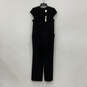 NWT Womens Black Pleated Front Back Zip Cut Out One-Piece Jumpsuit Size 1 P image number 1