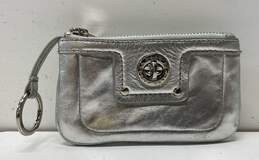 Marc By Marc Jacobs Silver Metallic Leather Zip Coin Pouch Wallet