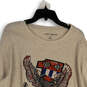 Mens Tan Ride The Wind Thermal Waffle Crew Neck Pullover T-Shirt Size XXL image number 3