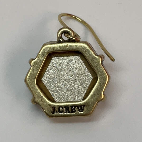 Designer J. Crew Gold-Tone Clear Crystal Stone Fish Hook Dangle Earrings image number 4