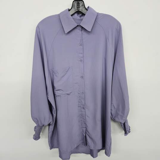 Purple Cinched Sleeve Button Up image number 1