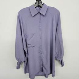 Purple Cinched Sleeve Button Up