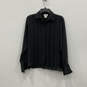 Womens Black Sheer Long Sleeve Pleated Button Front Blouse Top Size 4 image number 1