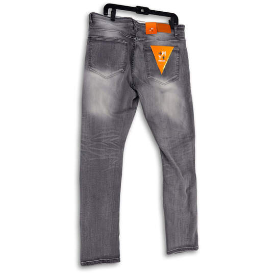 NWT Mens Gray Denim Medium Wash Distressed Straight Leg Jeans Size 34x32 image number 3
