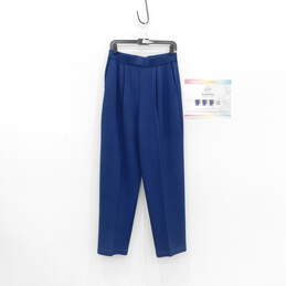 Women's St John Blue Knit Straight Leg Elastic Waist Pants 8 alternative image