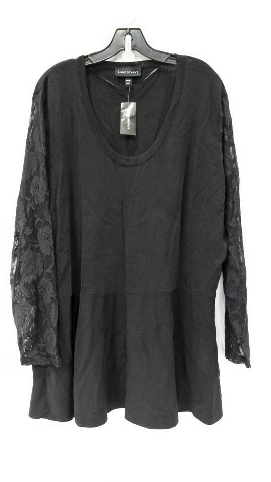 Lane Bryant Black Floral Lace Long Sleeve Shirt/Blouse Size 26/28 NWT image number 1