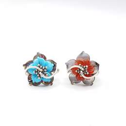 925 Silver Abalone, Agate & Turquoise Rings Set Of 2 alternative image