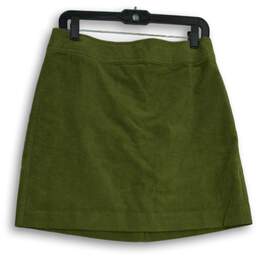 J. Crew Womens Green Corduroy Stretch Flat Front Back Zip Short Mini Skirt Sz 6