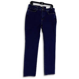 Womens Blue Denim Medium Wash Stretch Pockets Slim Straight Jeans 12