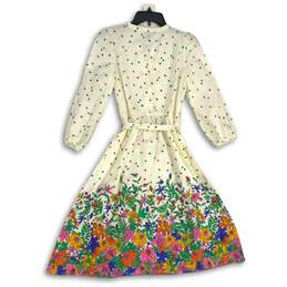 NWT Talbots Womens Multicolor Floral 3/4 Sleeve Tie-Waist Shirt Dress Size 10P alternative image