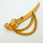 Vintage Coro Gold Tone & Rhinestone Sword Dagger Chain Accent Brooch 11.3g image number 3
