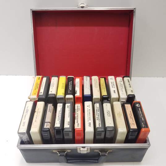 Lot of Assorted 8-Track Cassettes with Carrying Case image number 1