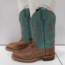 Justin Men's Brown and Teal Leather Boots Size 8 alternative image