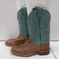 Justin Men's Brown and Teal Leather Boots Size 8 image number 2
