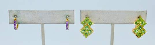 Sterling Silver Vermeil Peridot Amethyst Earrings & Chain Necklaces 56.5g image number 3