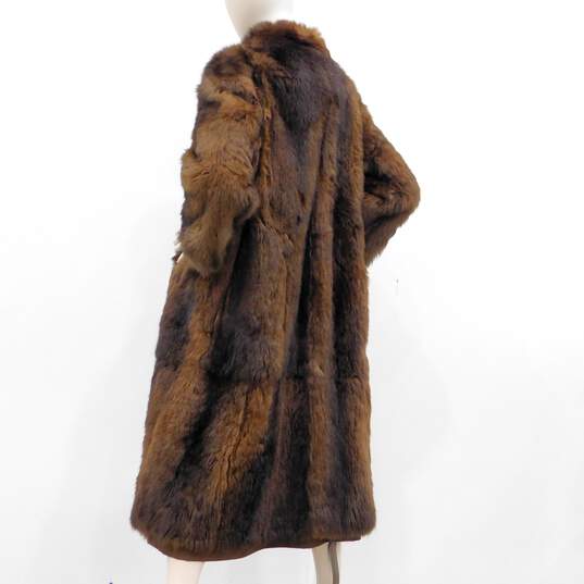 Vintage Women's Two Tone Brown Fur Full Length Evening Coat Size 10 image number 2