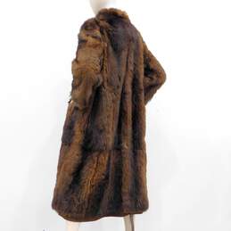Vintage Women's Two Tone Brown Fur Full Length Evening Coat Size 10 alternative image
