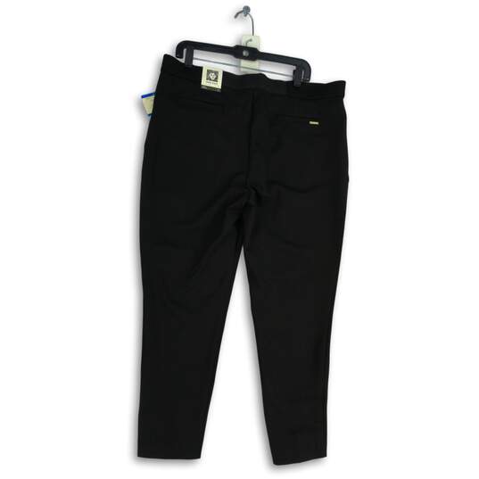 NWT Womens Black Stretch Flat Front Elastic Waist Pull-On Ankle Pants Size XL image number 2