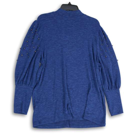 NWT Molly Isadora Womens Blue Round Neck Long Sleeve Pullover Sweater Size 1X image number 1