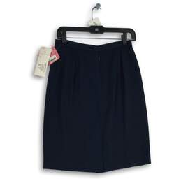 NWT Womens Navy Blue Flat Front Back Zip Straight & Pencil Skirt Size 6 alternative image