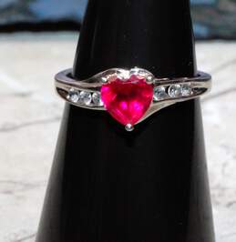 10K White Gold White Topaz Accent Lab Created Ruby Ring Size 5.75 alternative image