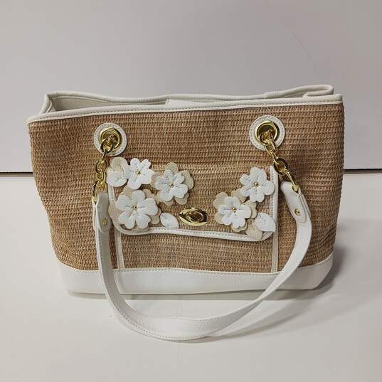 Women's Liz Claiborne White/Tan Weaved Handbag image number 2