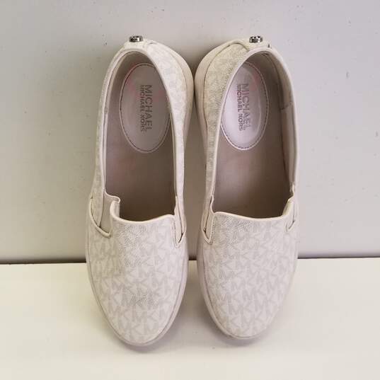 Michael Kors Keaton Signature White Canvas Slip On Sneakers Shoes Women's Size 7 M image number 6