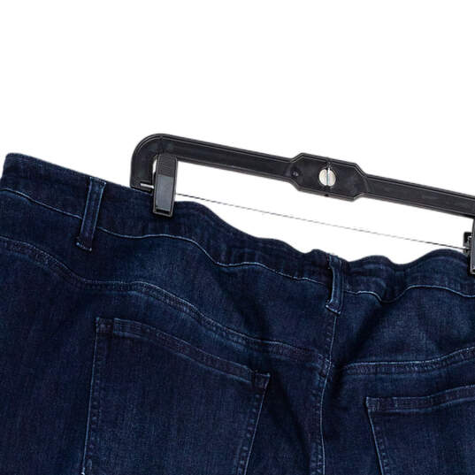 Womens Blue Denim Dark Wash Pockets Shimmer Cuff Cropped Jeans Size 28W image number 4