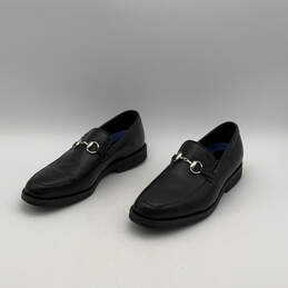 Mens Black Leather Horsebit Round Toe Slip-On Loafer Shoes Size 10.5