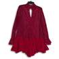 NWT Free People Womens Red Lace Bell Sleeve Asymmetrical Hem A-Line Dress Size L image number 2