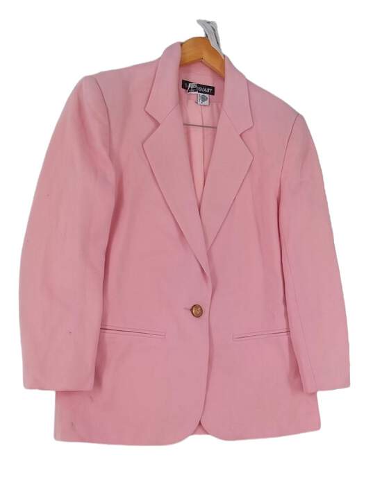Womens Pink Peak Lapel Pocket One Button Single Breasted Blazer Size 6 image number 1