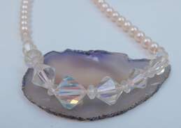 VNTG Mid Century Pink White Faux Pearl & Aurora Borealis Beaded Jewelry alternative image