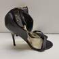 BEBE Gold Ankle Plate Black Leather Pump Heels Shoes Size 10 B image number 4