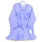 NWT Womens Blue Balloon Sleeve Tie Neck Shift Dress Size Medium image number 1